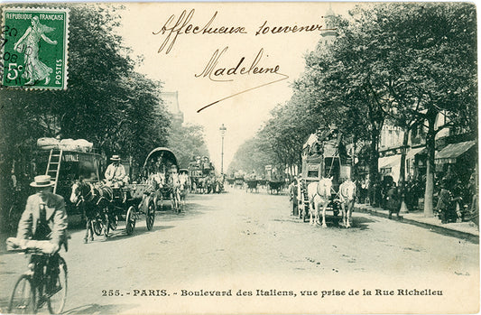 Parisian Charm: Boulevard des Italiens from Rue Richelieu (1908) – Wall Art