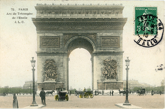 Colorized Arc de Triomphe & Horse-Drawn Carriages (1910) – Wall Art