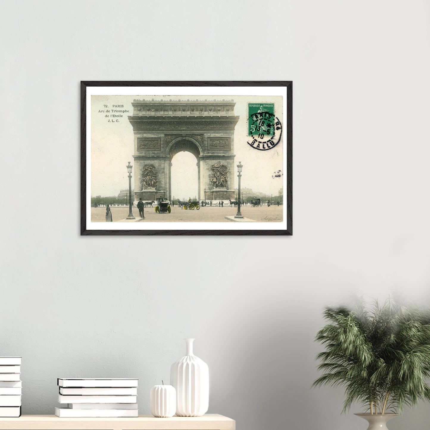 Colorized Arc de Triomphe & Horse-Drawn Carriages (1910) – Wall Art