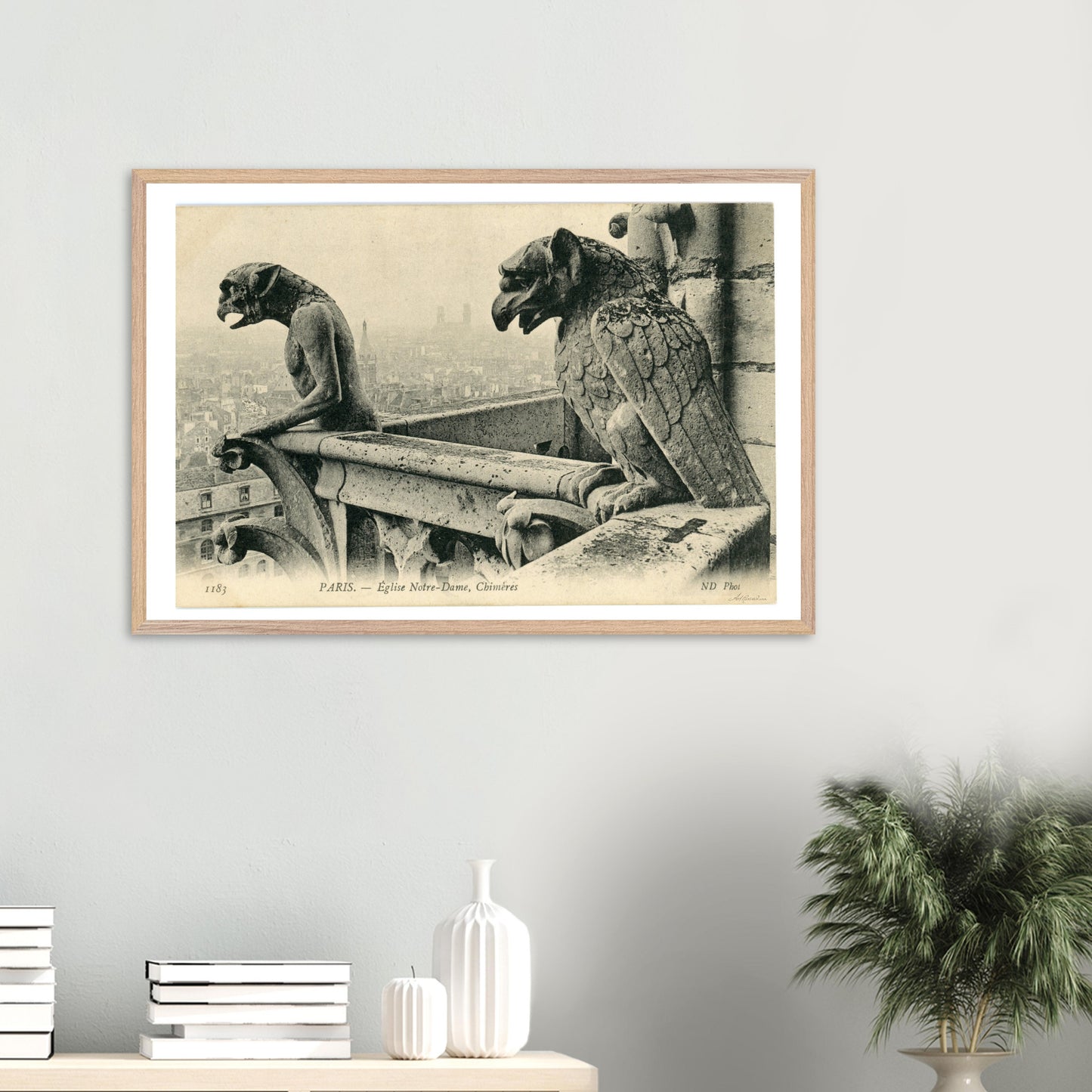 Paris Pair of Gargoyles on Notre Dame Overlooking the City (1900-1910) – Wall Art