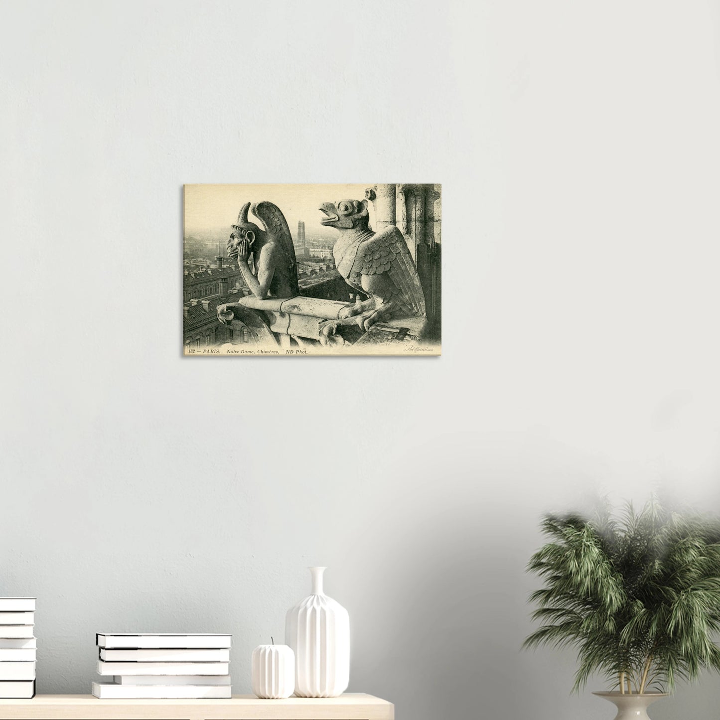 Notre Dame Gargoyle & Paris View (1900-1910) – Wall Art