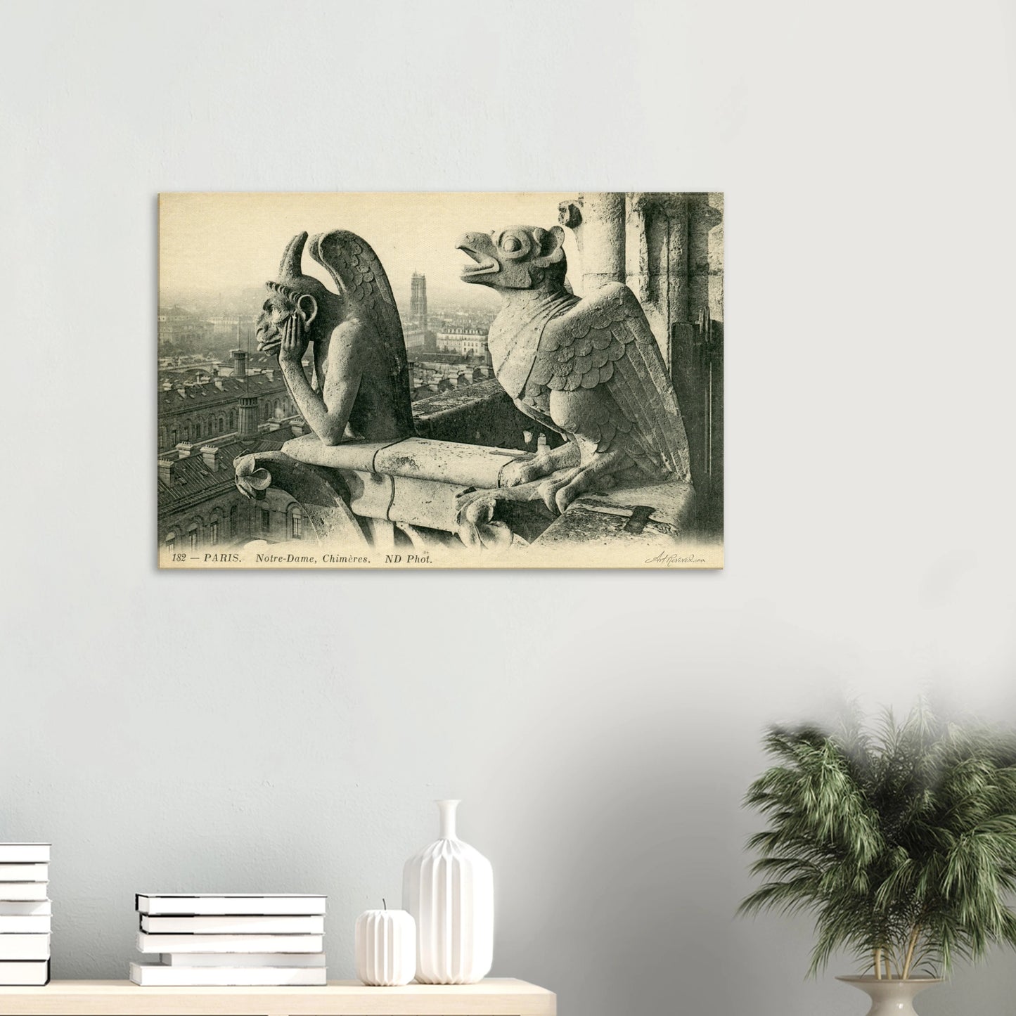 Notre Dame Gargoyle & Paris View (1900-1910) – Wall Art