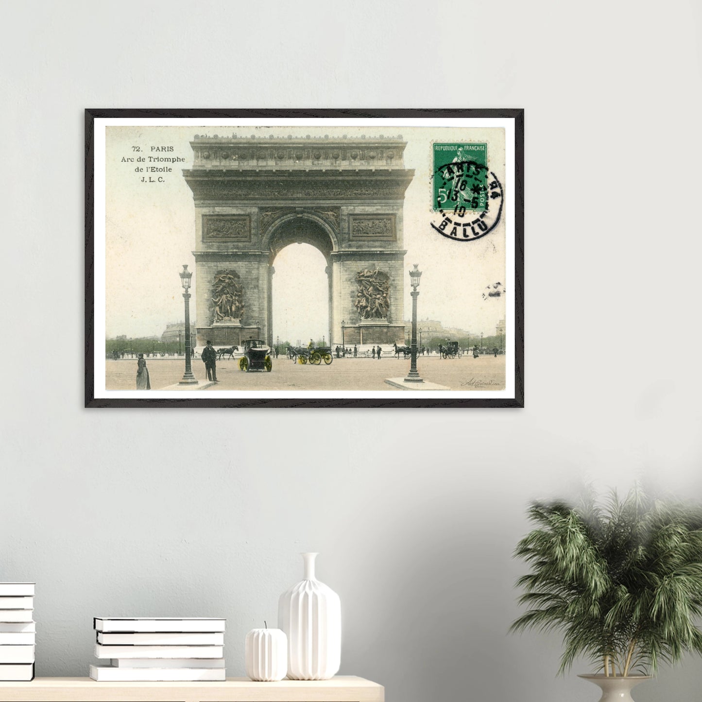 Colorized Arc de Triomphe & Horse-Drawn Carriages (1910) – Wall Art