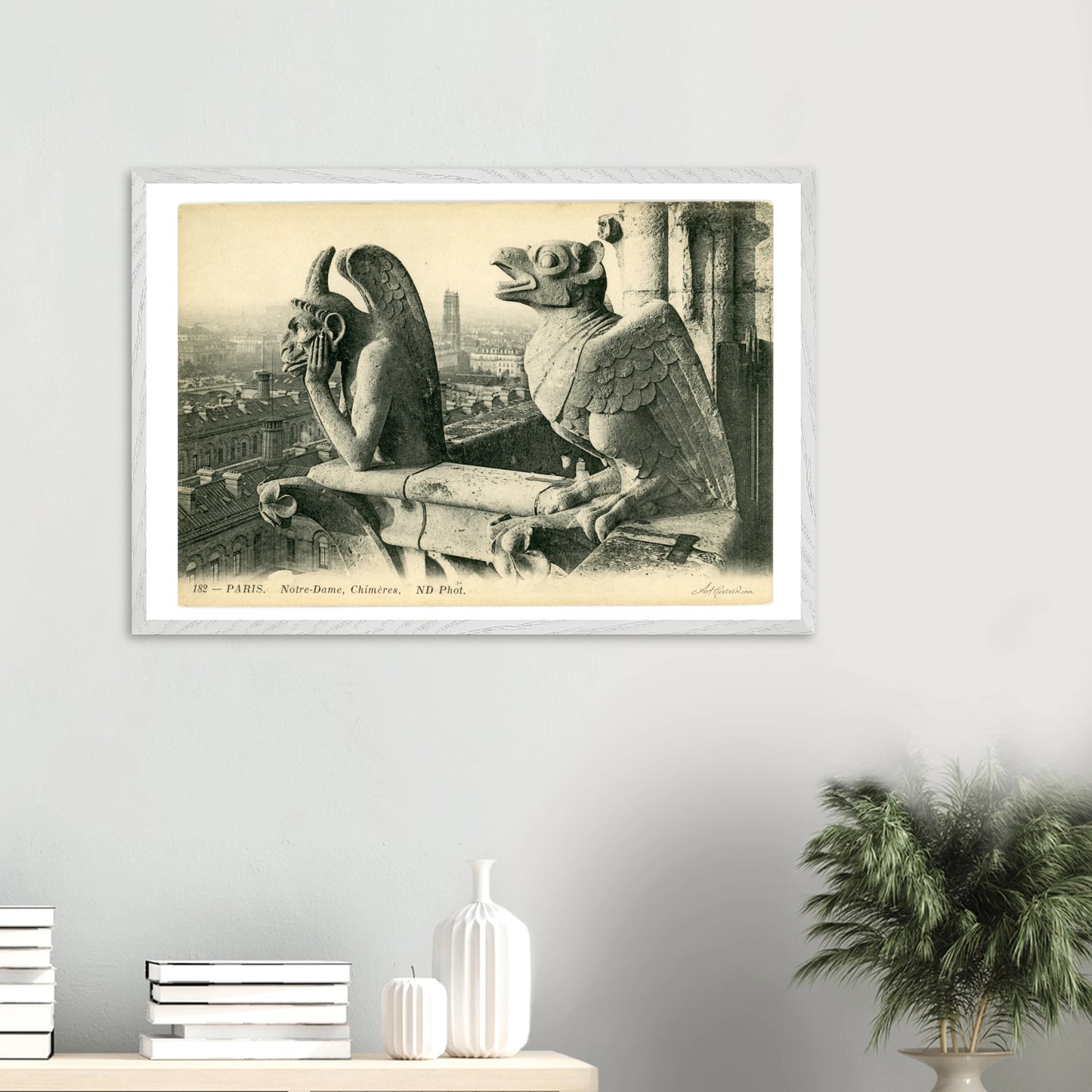 Notre Dame Gargoyle & Paris View (1900-1910) – Wall Art