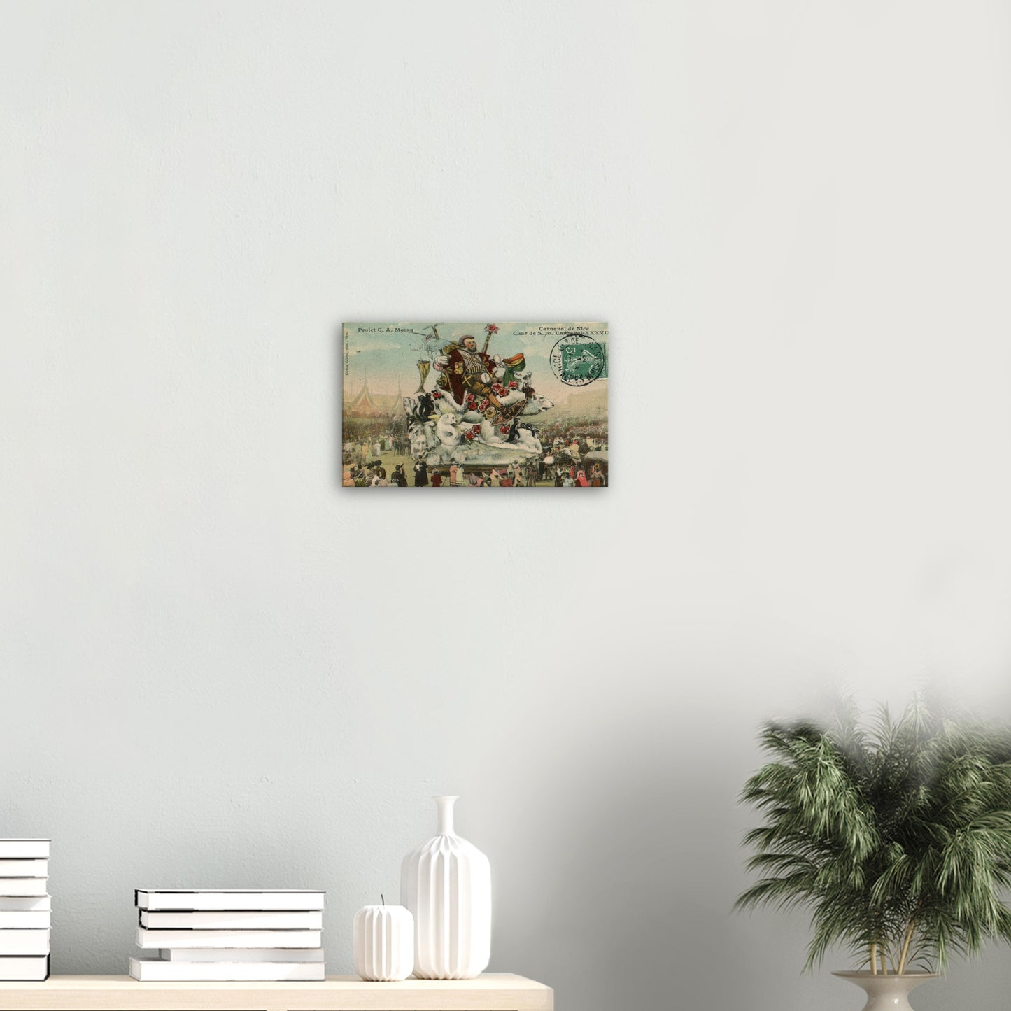 Vintage Wall Art Canvas - 38th Carnaval de Nice: Explorer Riding Polar Bear (Mailed 02-01-1904)