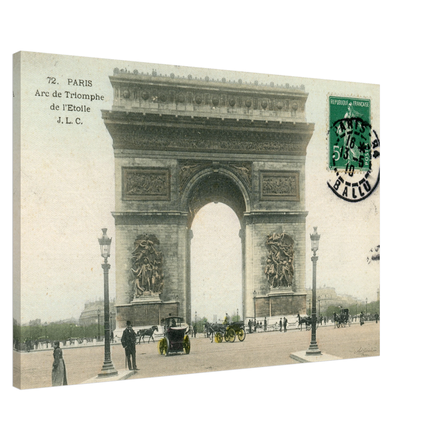 Colorized Arc de Triomphe & Horse-Drawn Carriages (1910) – Wall Art