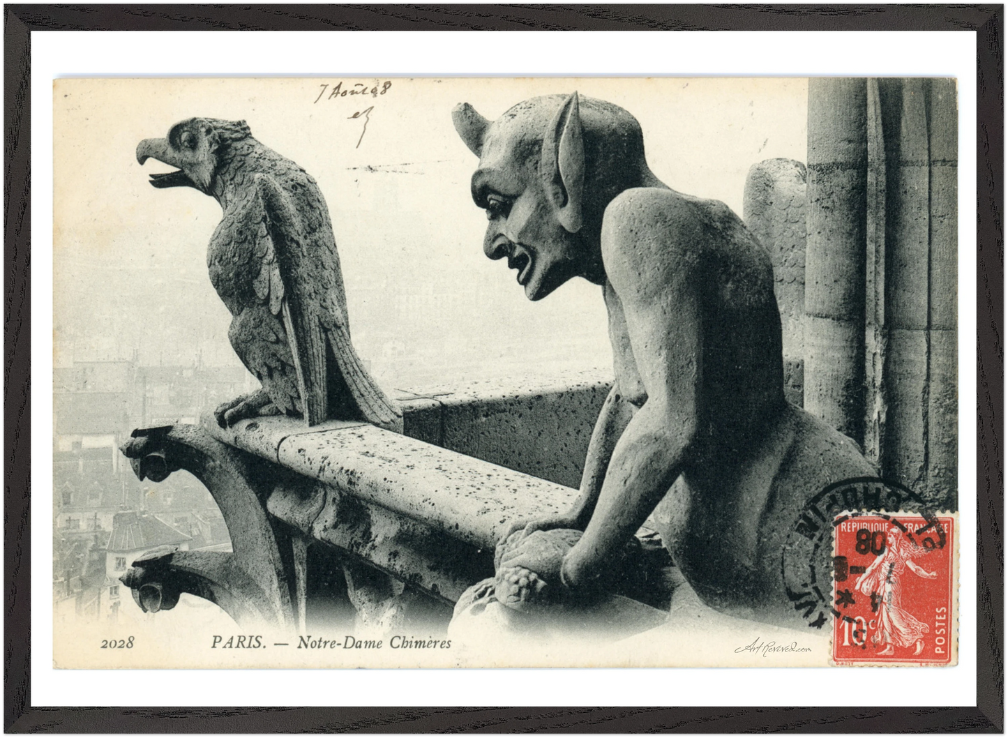 Menacing Gargoyles on Notre Dame (Unused 1900-1910) – Wall Art