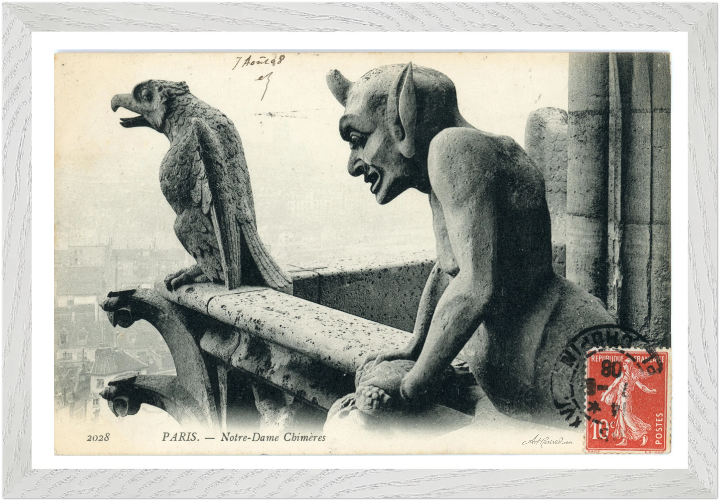 Menacing Gargoyles on Notre Dame (Unused 1900-1910) – Wall Art