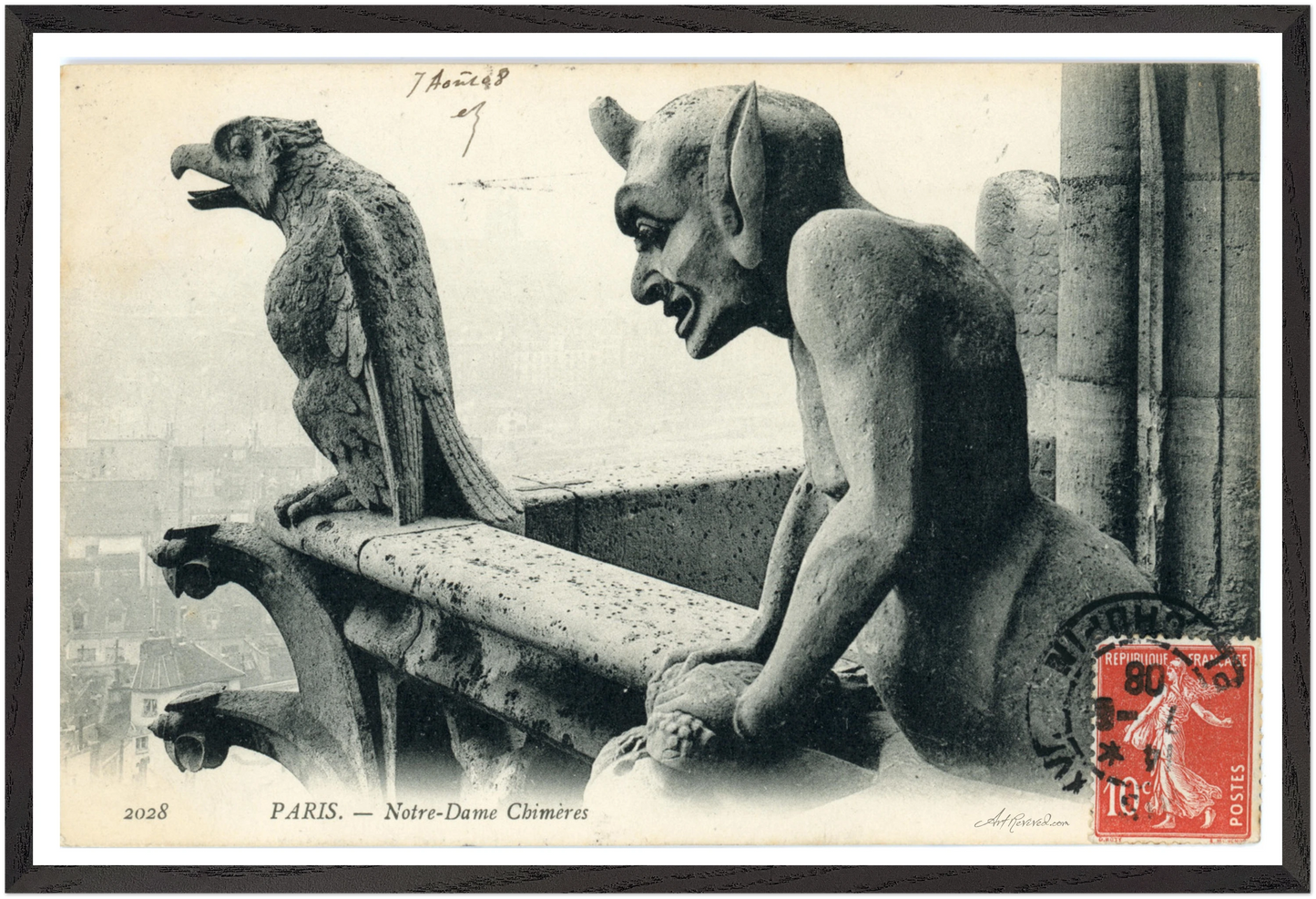 Menacing Gargoyles on Notre Dame (Unused 1900-1910) – Wall Art