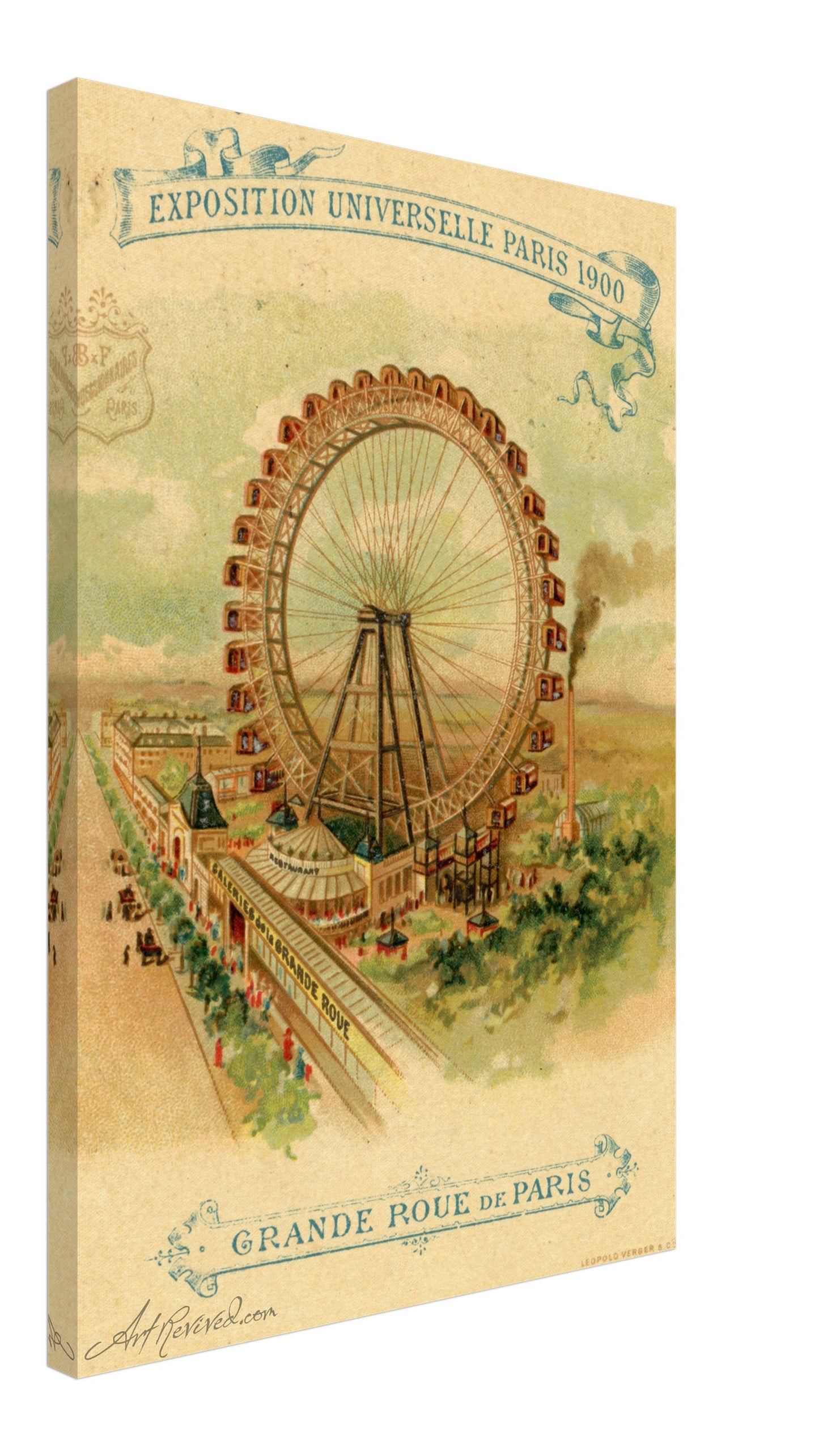 Vintage Exposition Universelle Paris 1900 Wall Art Canvas (Mailed 03-07-1908)