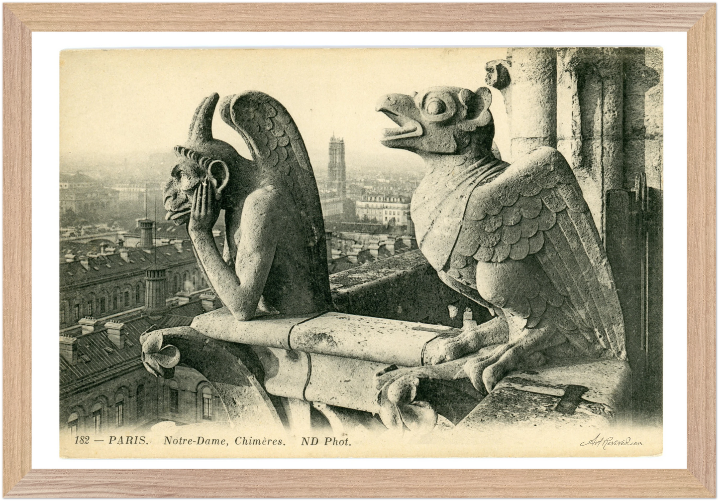 Notre Dame Gargoyle & Paris View (1900-1910) – Wall Art