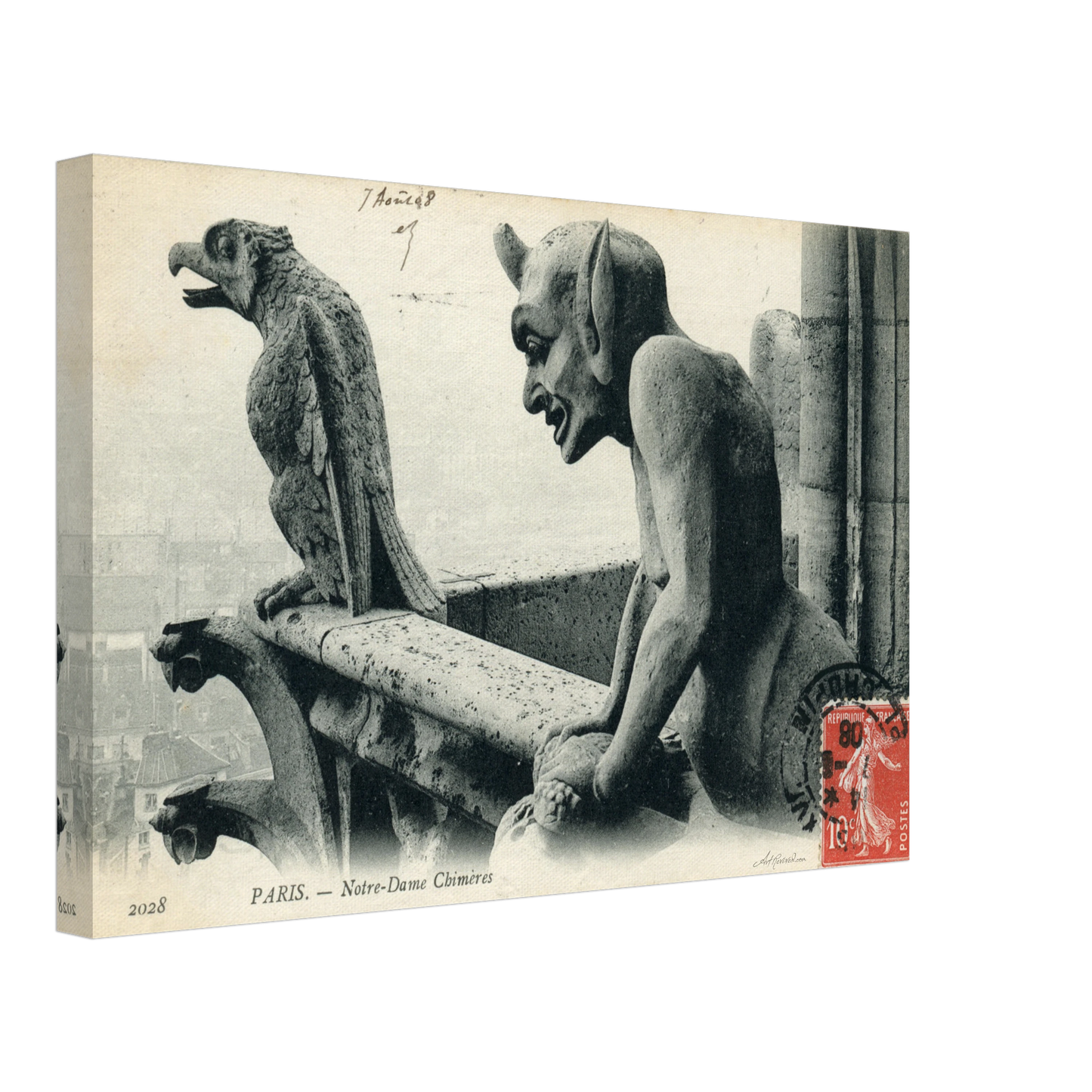 Menacing Gargoyles on Notre Dame (Unused 1900-1910) – Wall Art