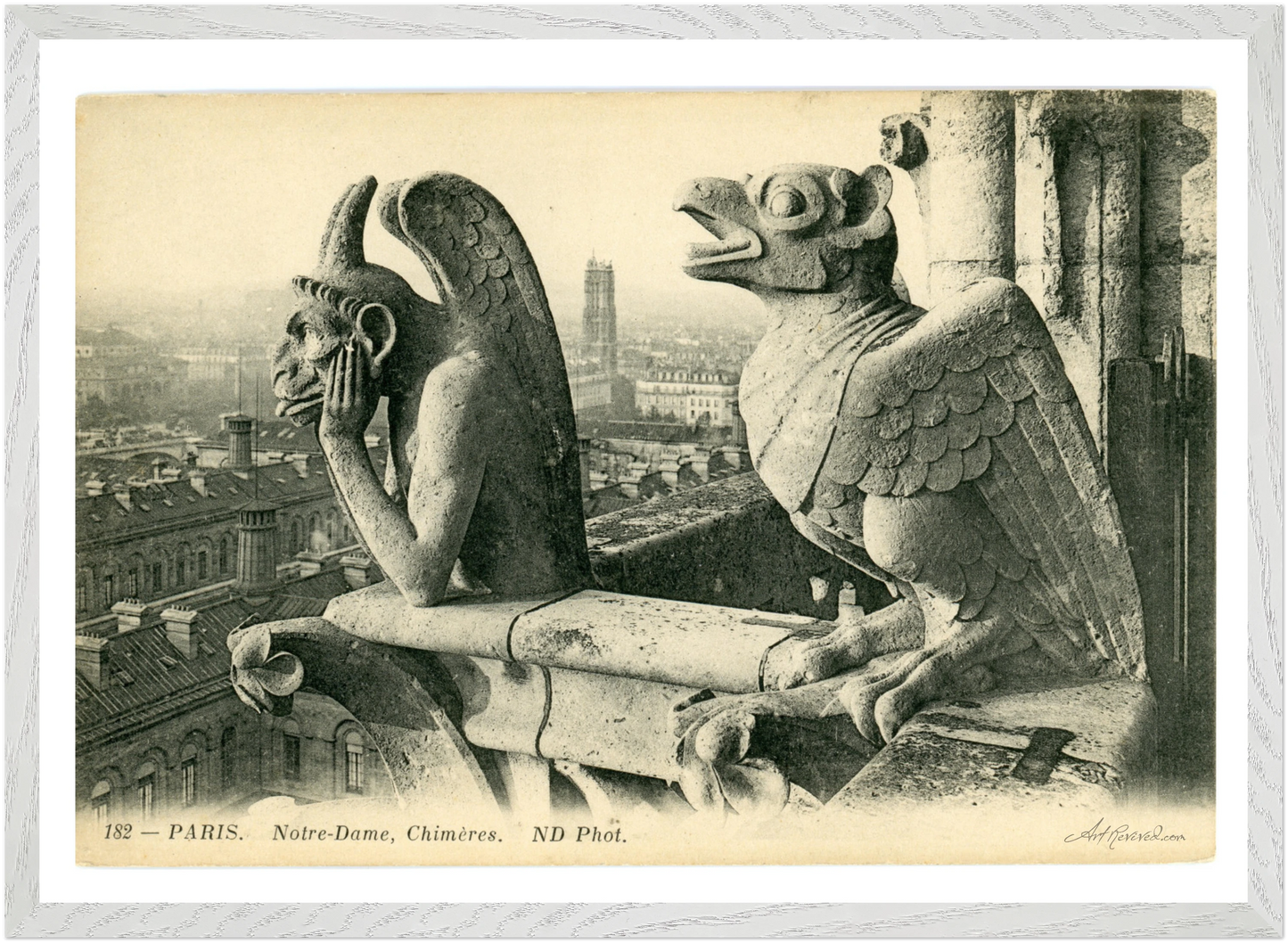 Notre Dame Gargoyle & Paris View (1900-1910) – Wall Art