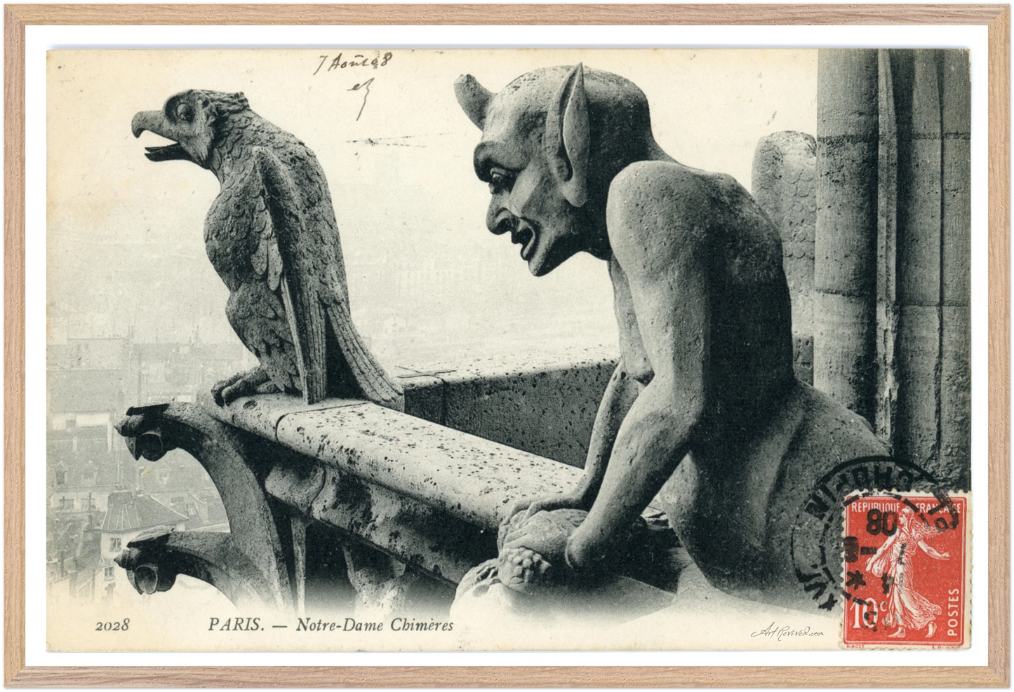 Menacing Gargoyles on Notre Dame (Unused 1900-1910) – Wall Art