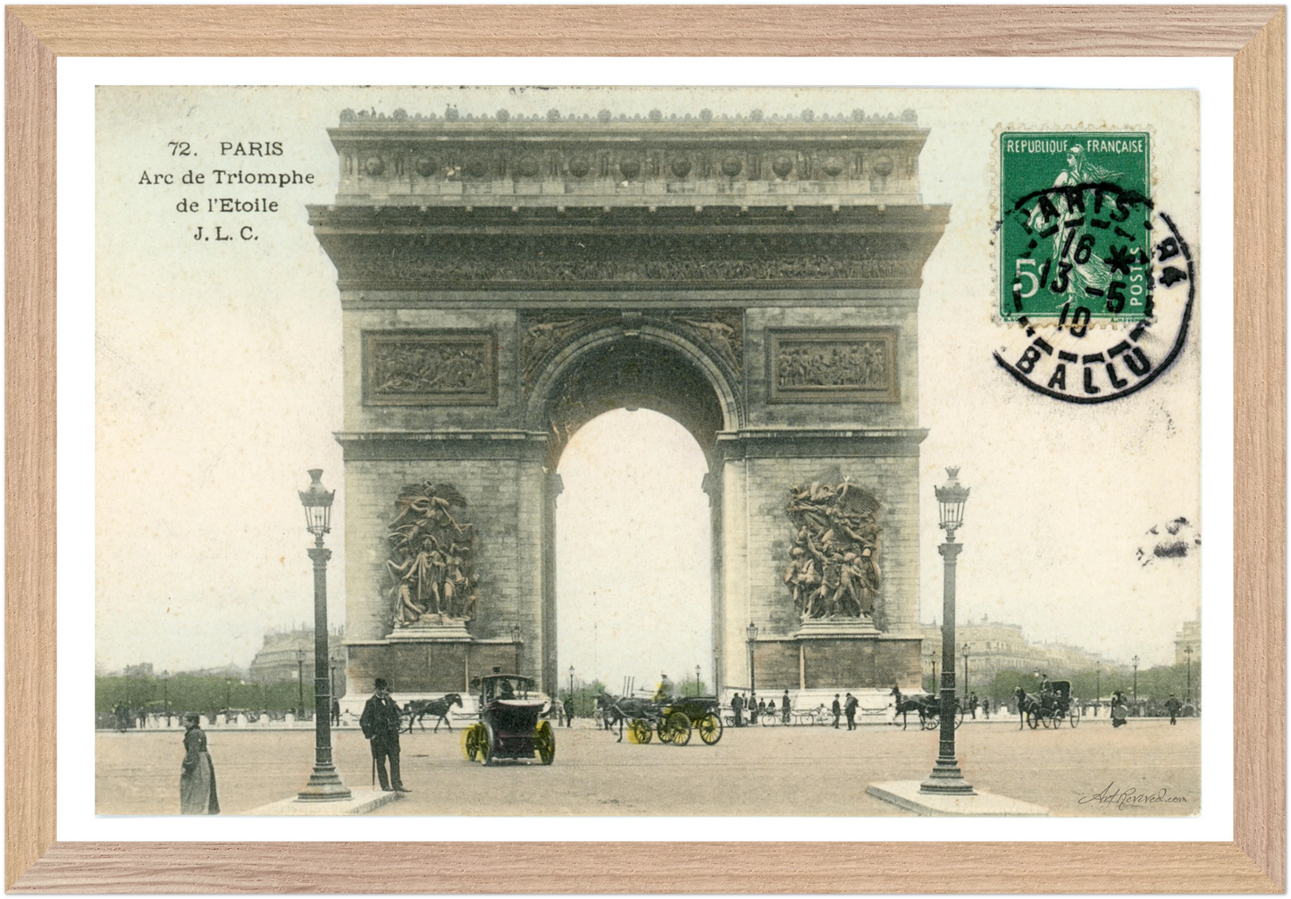 Colorized Arc de Triomphe & Horse-Drawn Carriages (1910) – Wall Art