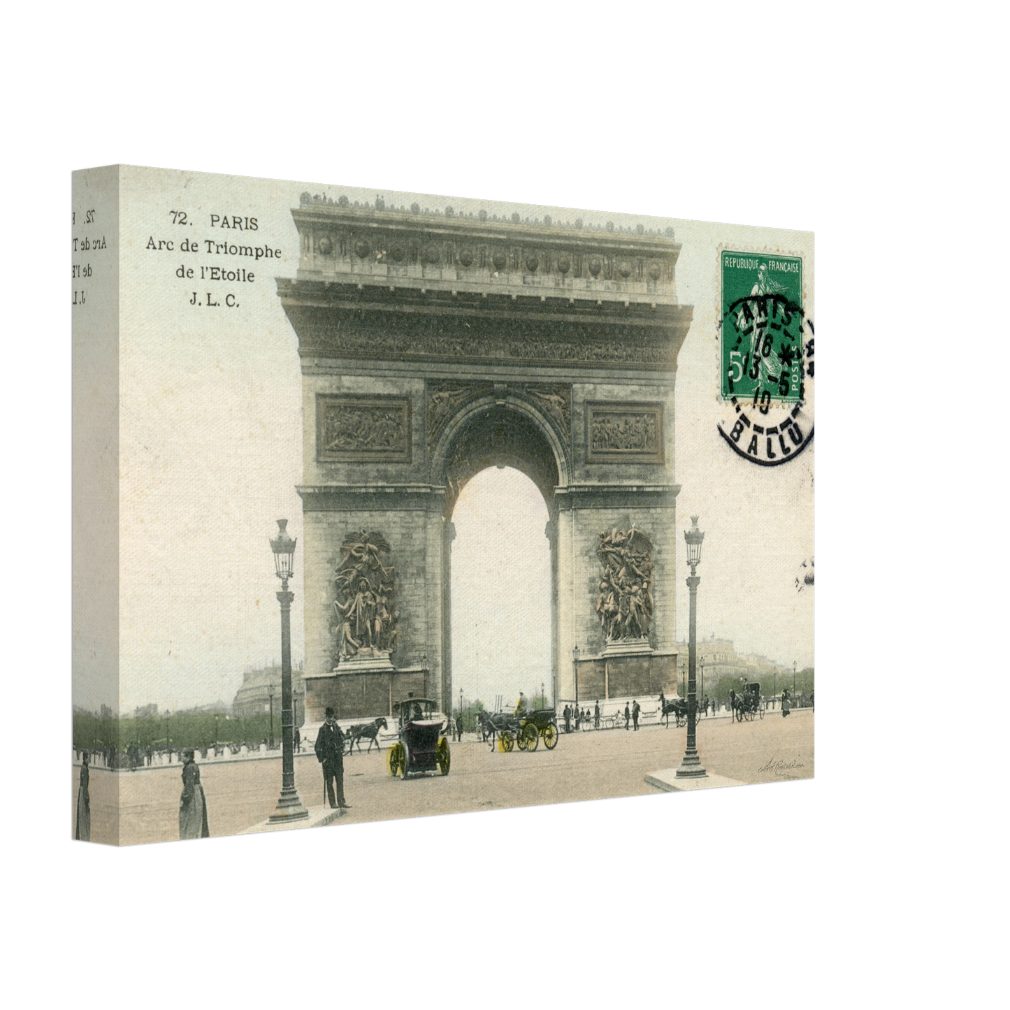 Colorized Arc de Triomphe & Horse-Drawn Carriages (1910) – Wall Art