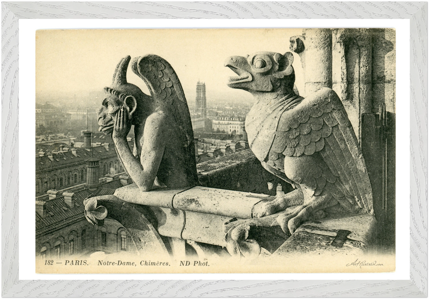 Notre Dame Gargoyle & Paris View (1900-1910) – Wall Art