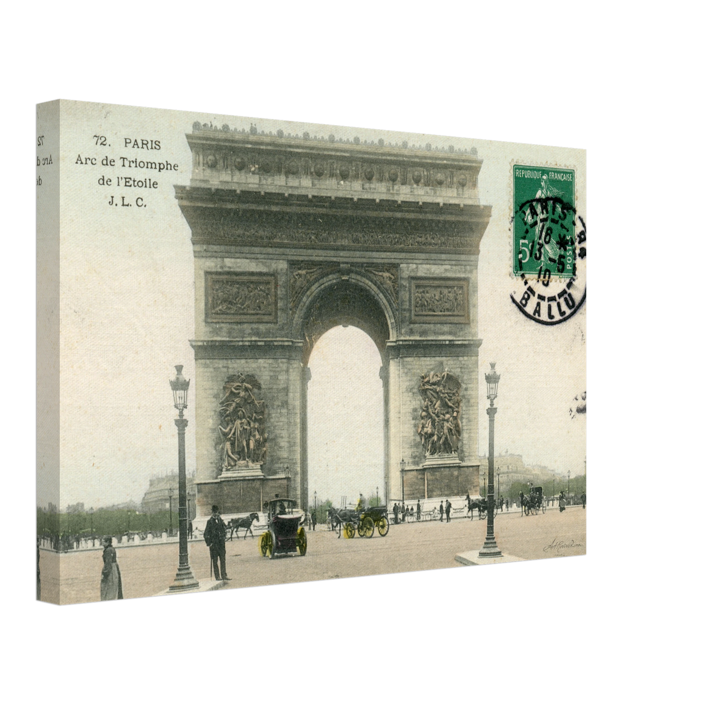 Colorized Arc de Triomphe & Horse-Drawn Carriages (1910) – Wall Art