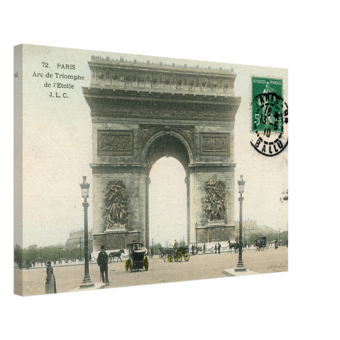 Colorized Arc de Triomphe & Horse-Drawn Carriages (1910) – Wall Art