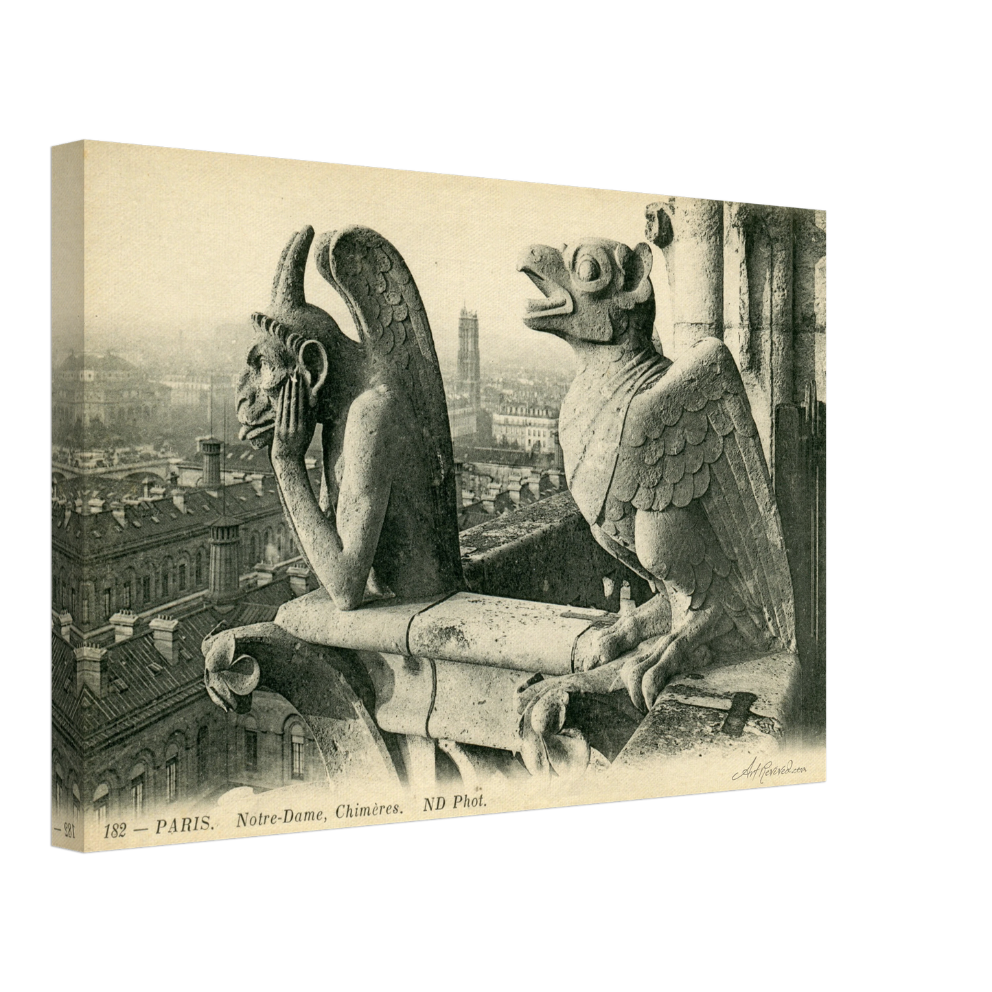 Notre Dame Gargoyle & Paris View (1900-1910) – Wall Art