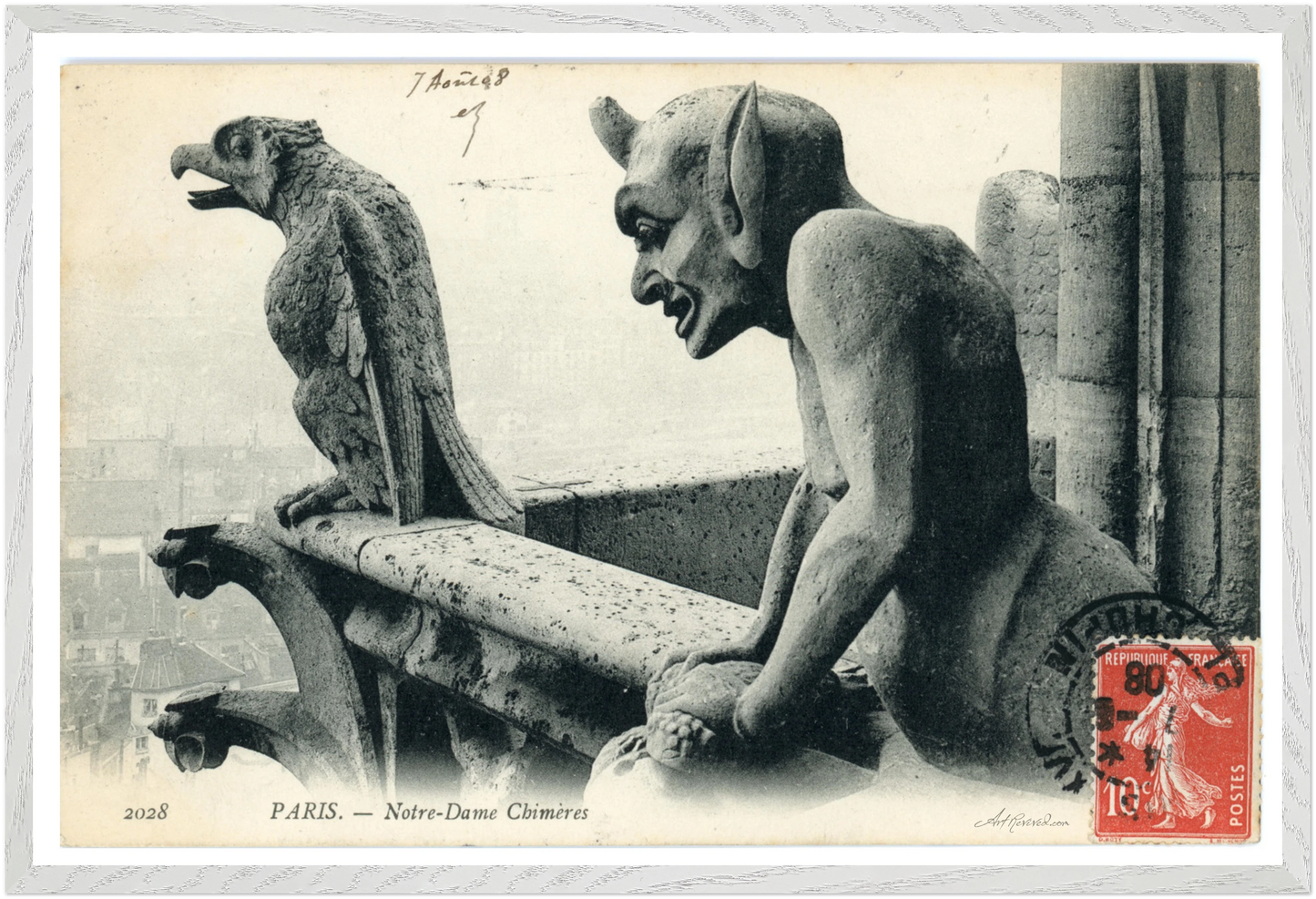 Menacing Gargoyles on Notre Dame (Unused 1900-1910) – Wall Art