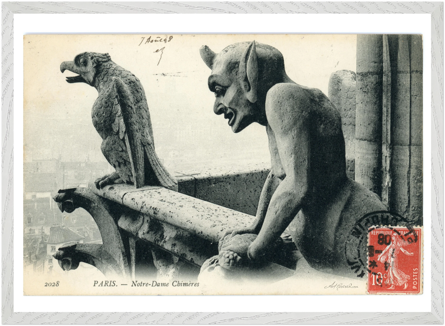 Menacing Gargoyles on Notre Dame (Unused 1900-1910) – Wall Art