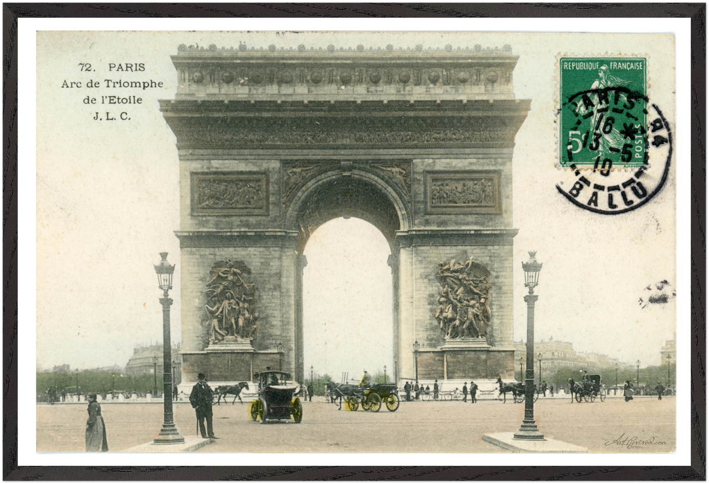 Colorized Arc de Triomphe & Horse-Drawn Carriages (1910) – Wall Art