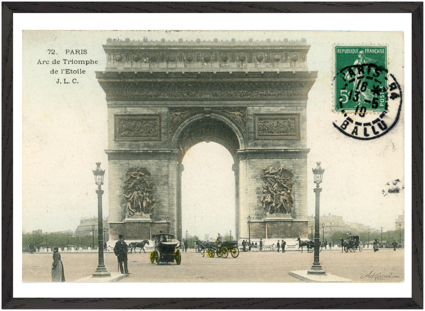 Colorized Arc de Triomphe & Horse-Drawn Carriages (1910) – Wall Art