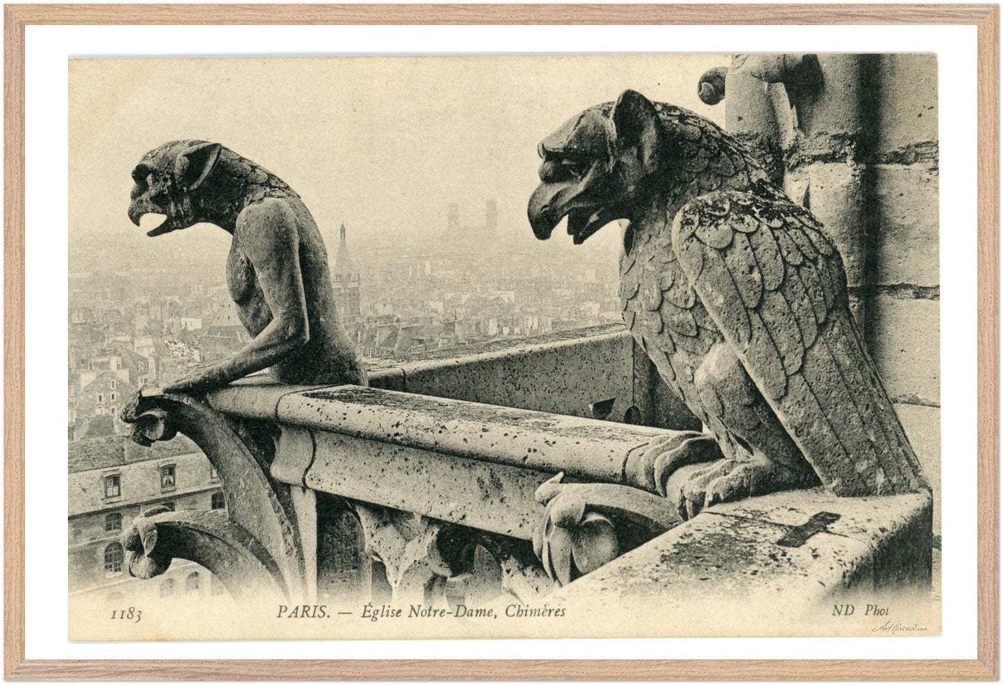 Paris Pair of Gargoyles on Notre Dame Overlooking the City (1900-1910) – Wall Art