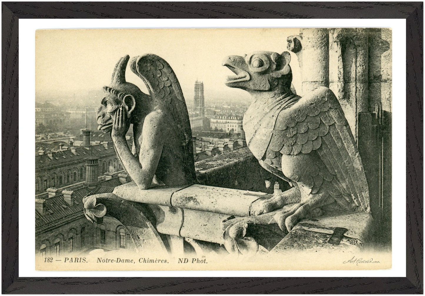 Notre Dame Gargoyle & Paris View (1900-1910) – Wall Art