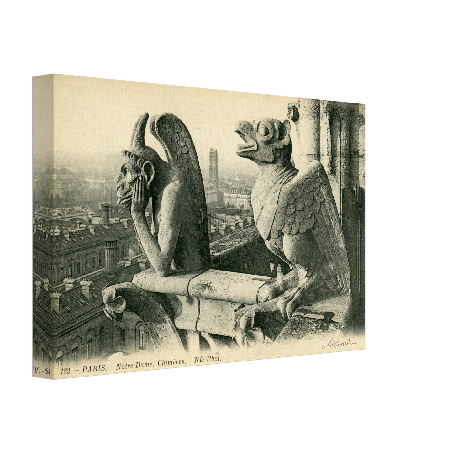 Notre Dame Gargoyle & Paris View (1900-1910) – Wall Art