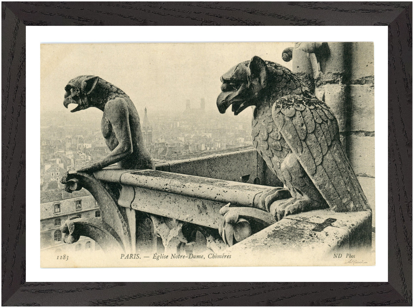 Paris Pair of Gargoyles on Notre Dame Overlooking the City (1900-1910) – Wall Art