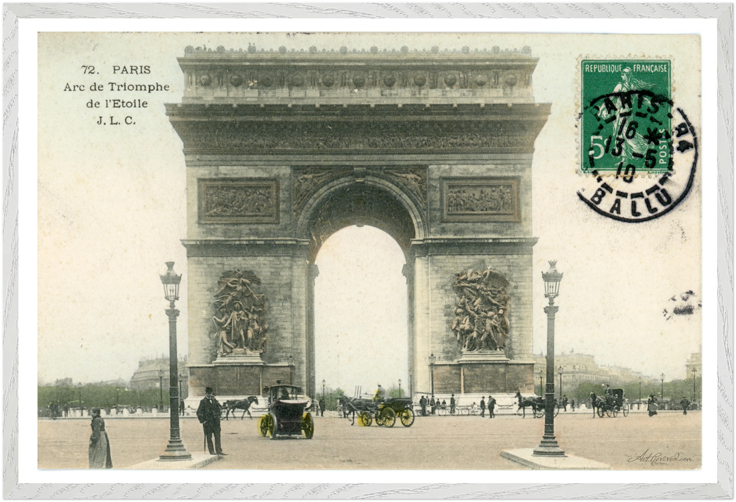 Colorized Arc de Triomphe & Horse-Drawn Carriages (1910) – Wall Art