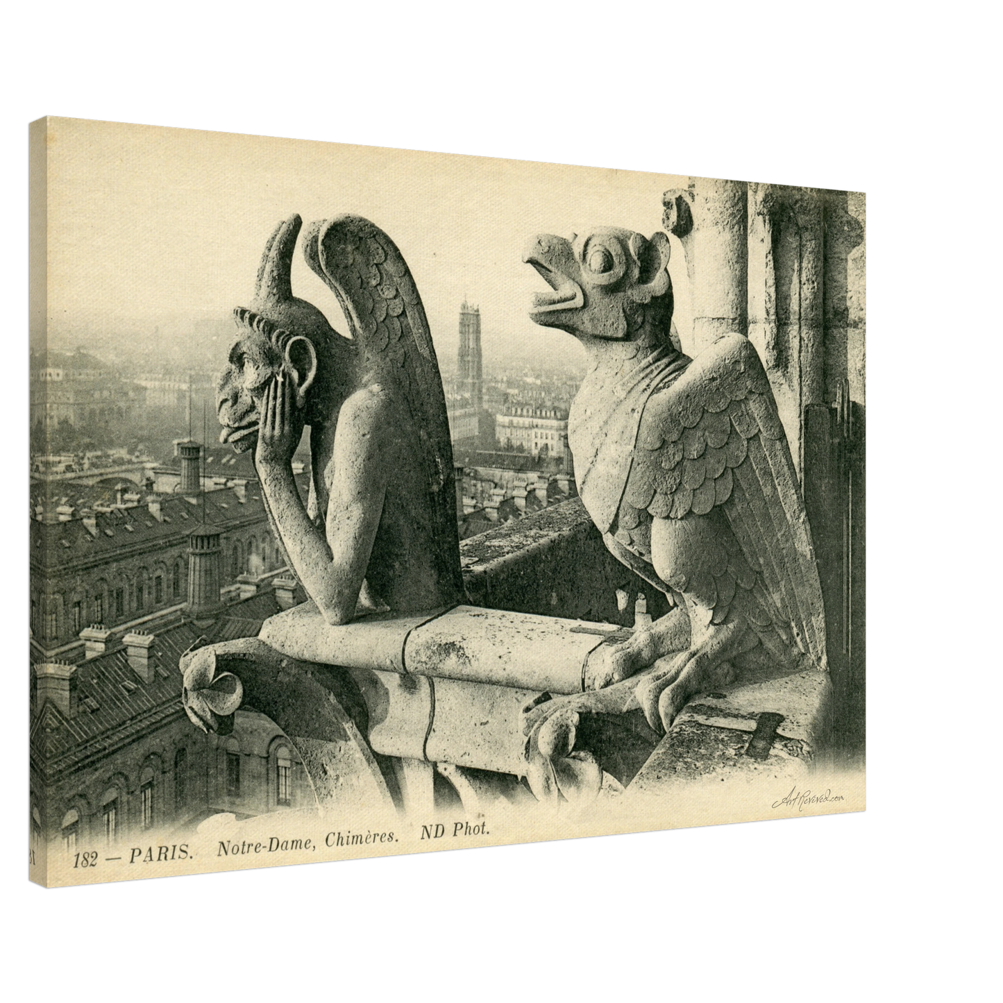 Notre Dame Gargoyle & Paris View (1900-1910) – Wall Art