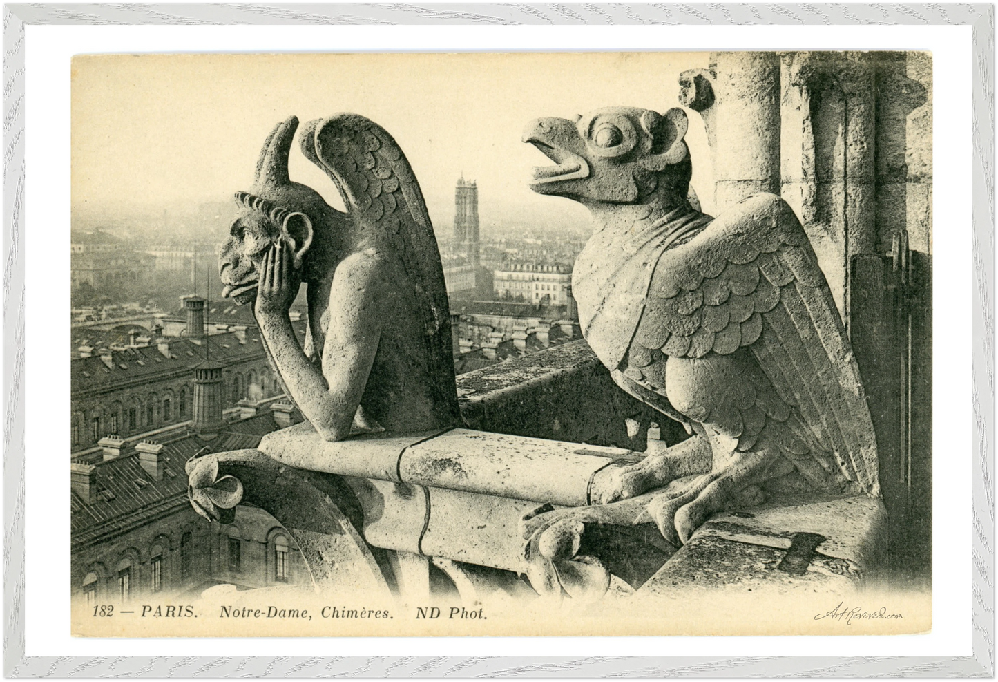 Notre Dame Gargoyle & Paris View (1900-1910) – Wall Art