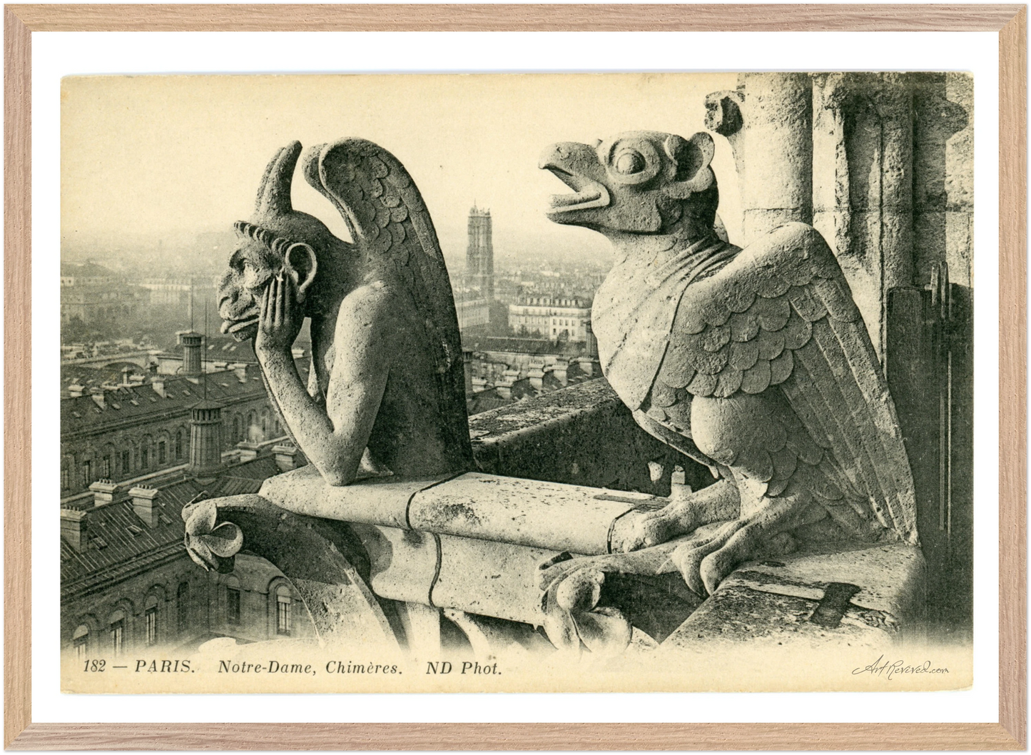 Notre Dame Gargoyle & Paris View (1900-1910) – Wall Art