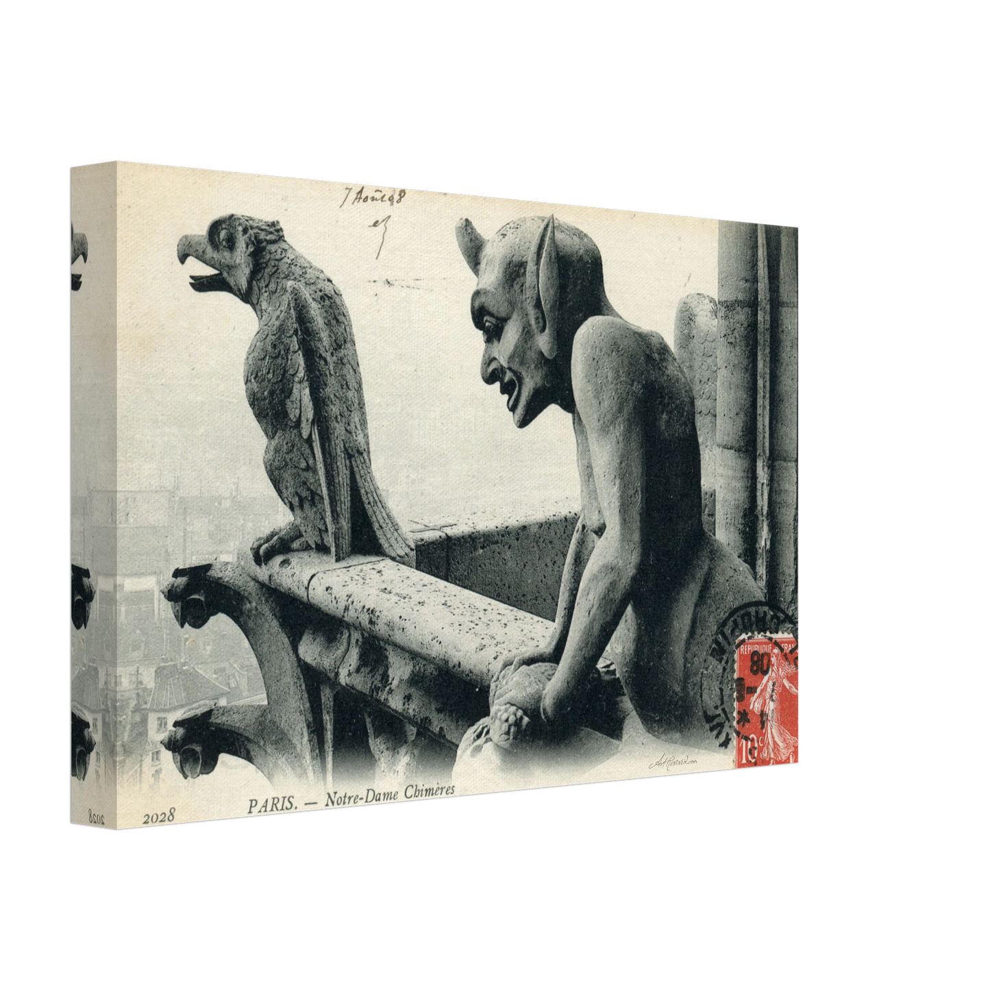 Menacing Gargoyles on Notre Dame (Unused 1900-1910) – Wall Art