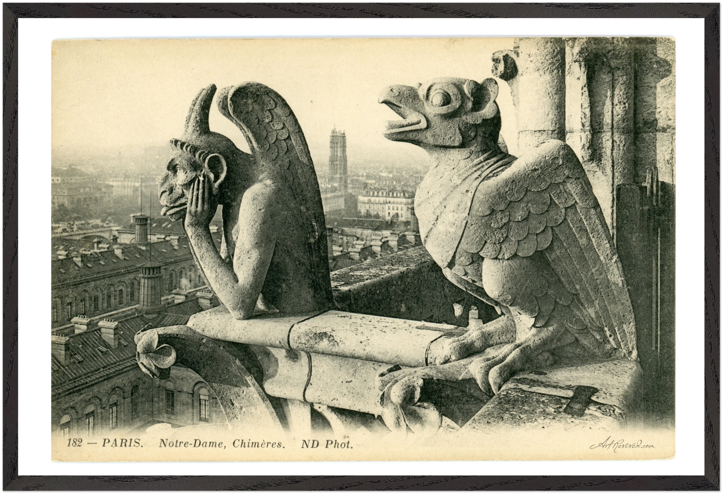 Notre Dame Gargoyle & Paris View (1900-1910) – Wall Art