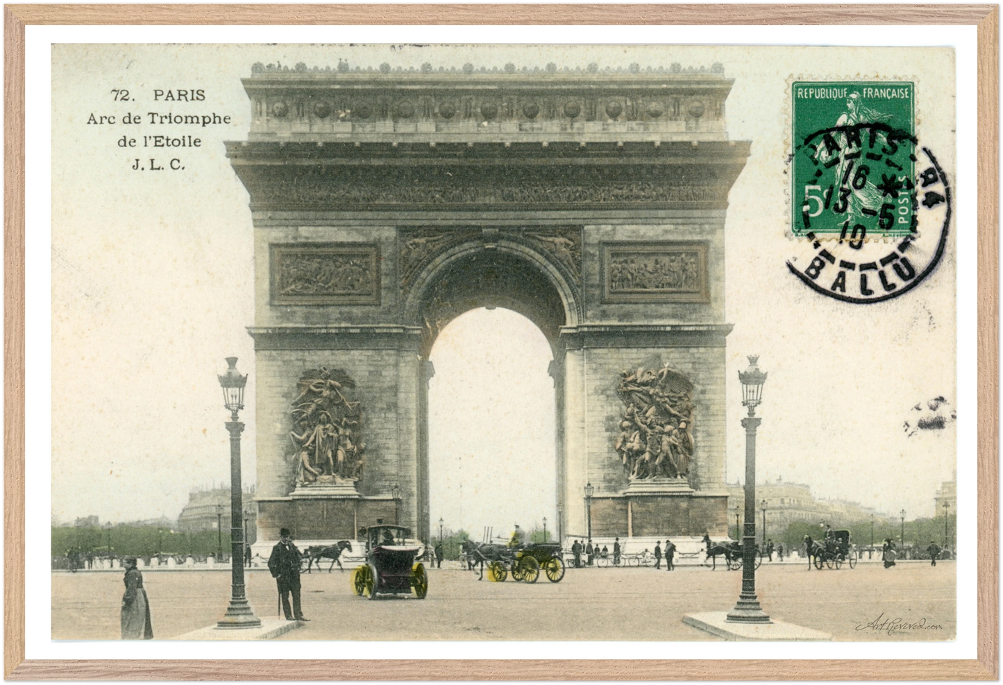 Colorized Arc de Triomphe & Horse-Drawn Carriages (1910) – Wall Art