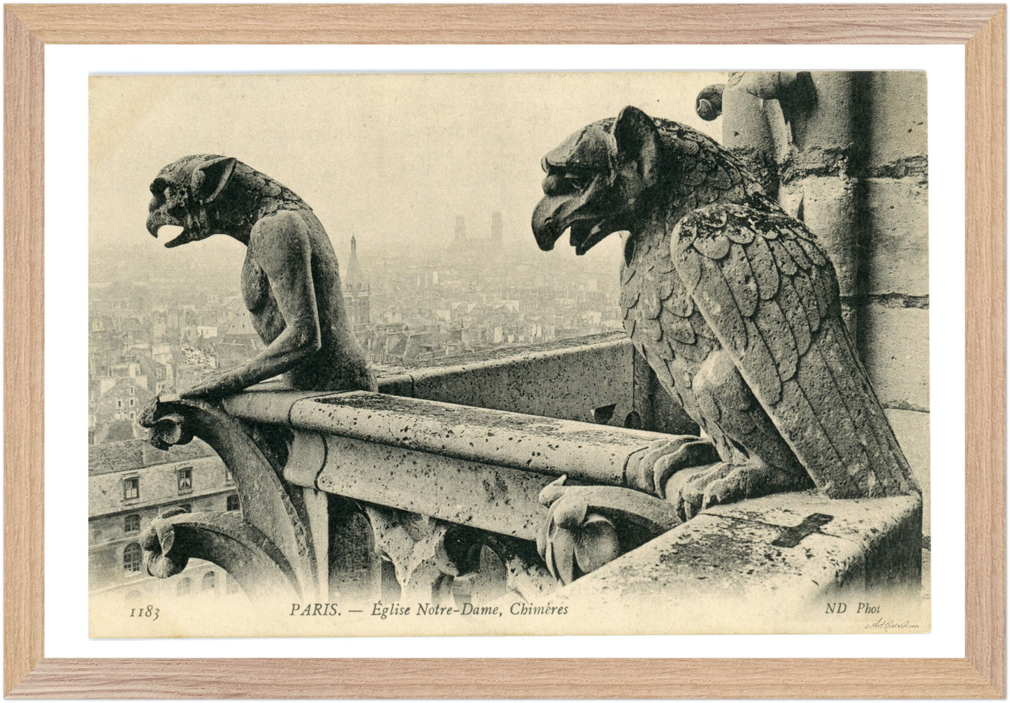 Paris Pair of Gargoyles on Notre Dame Overlooking the City (1900-1910) – Wall Art