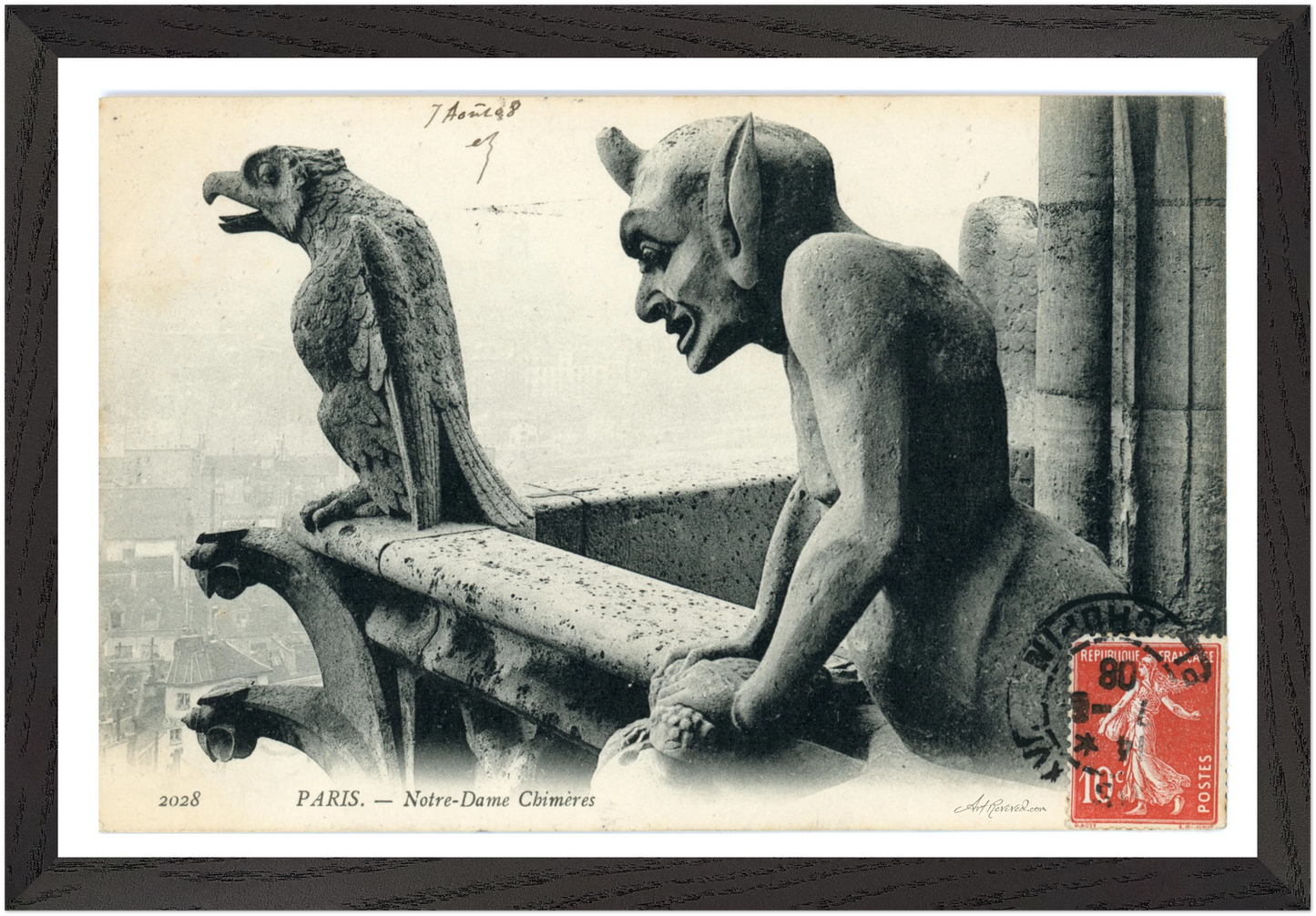 Menacing Gargoyles on Notre Dame (Unused 1900-1910) – Wall Art