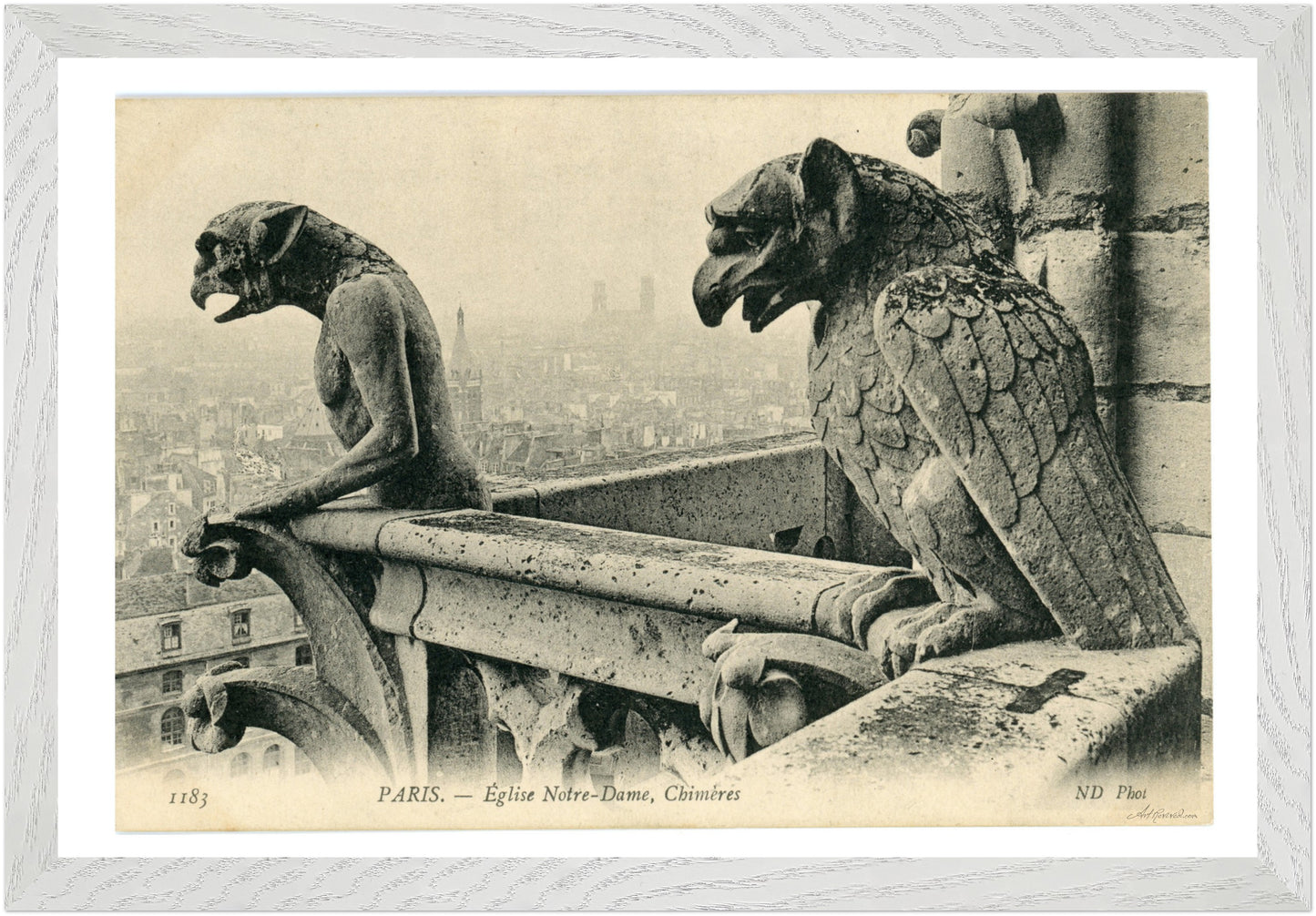 Paris Pair of Gargoyles on Notre Dame Overlooking the City (1900-1910) – Wall Art