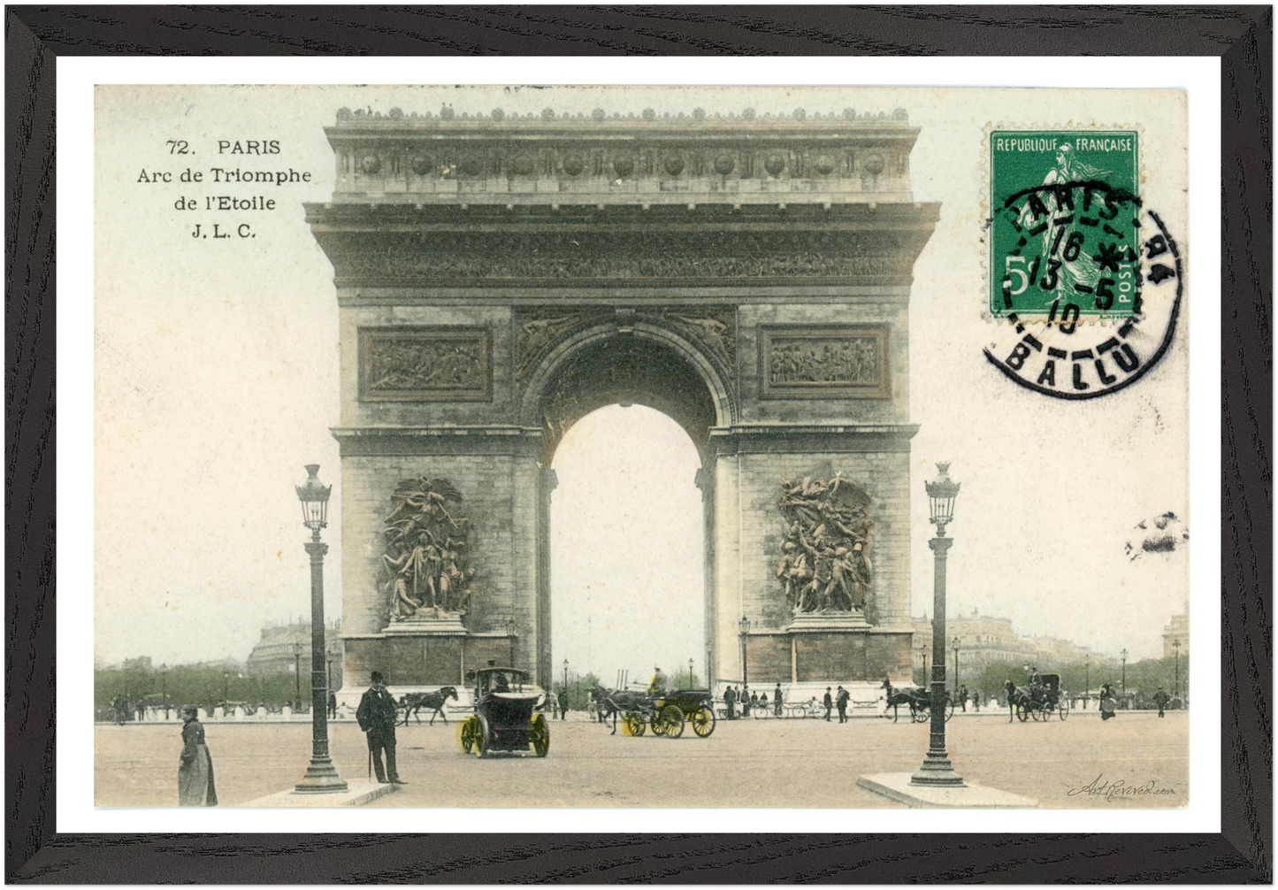 Colorized Arc de Triomphe & Horse-Drawn Carriages (1910) – Wall Art