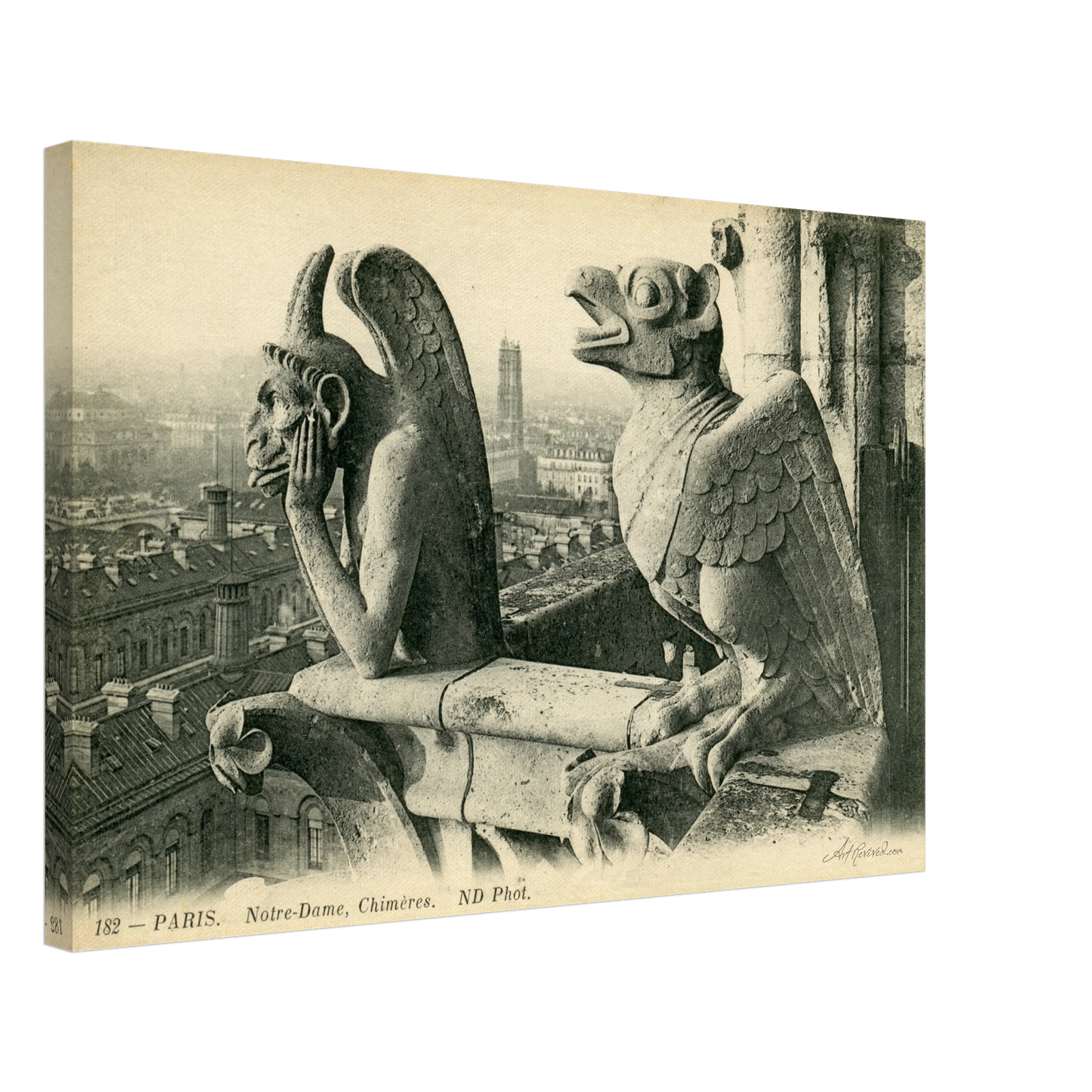 Notre Dame Gargoyle & Paris View (1900-1910) – Wall Art