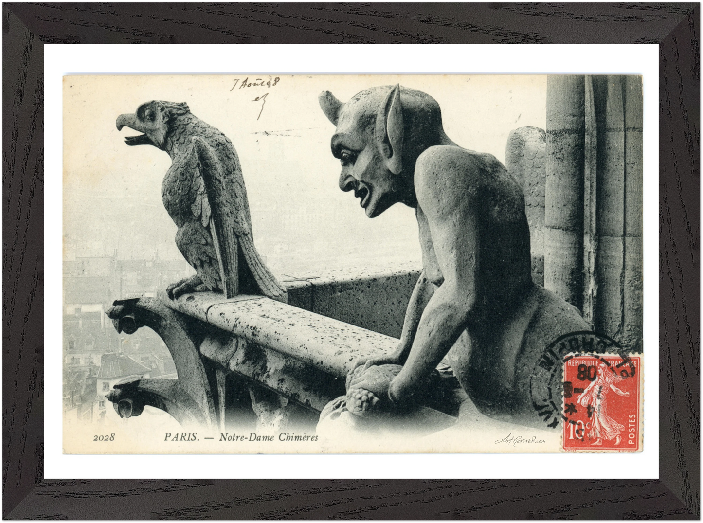 Menacing Gargoyles on Notre Dame (Unused 1900-1910) – Wall Art