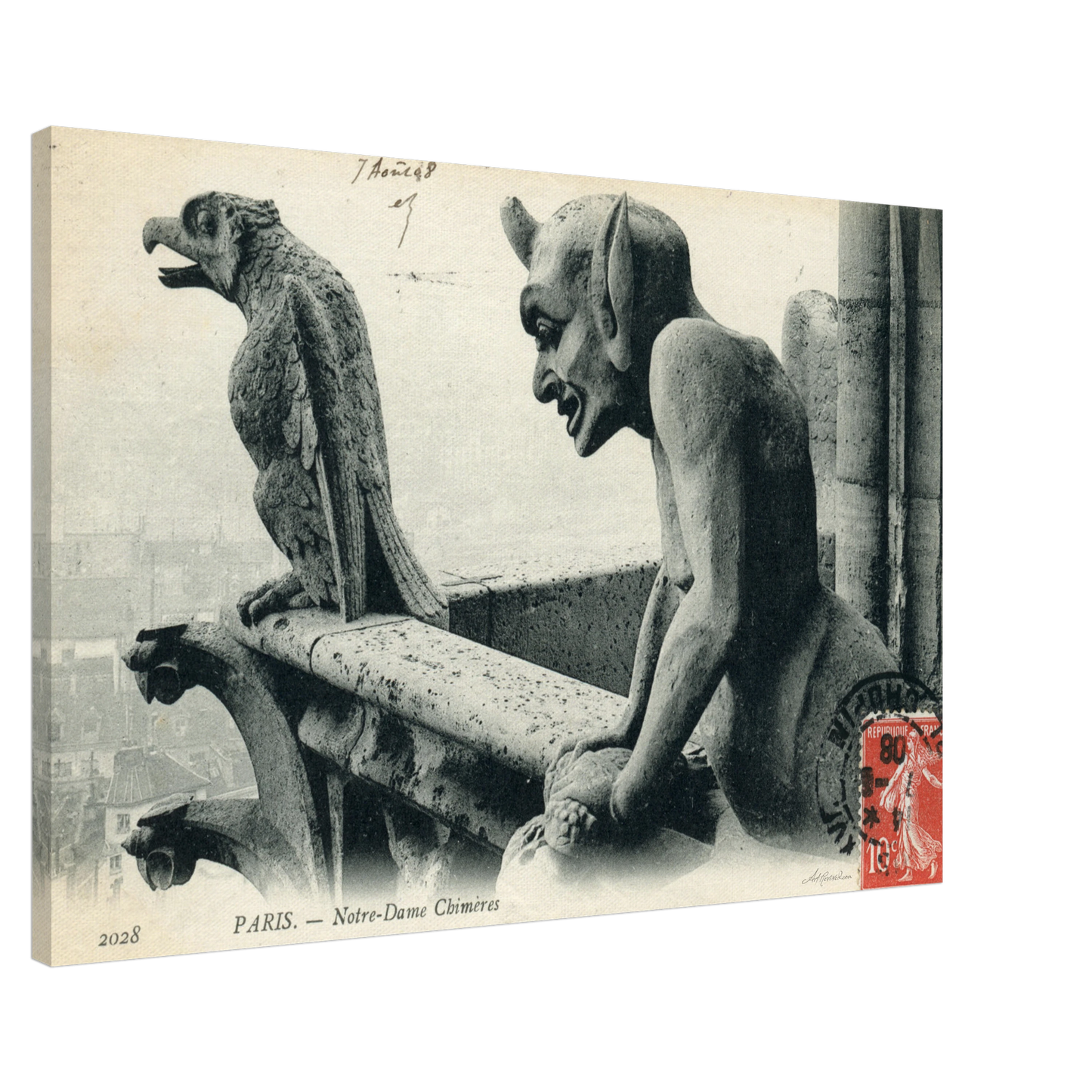 Menacing Gargoyles on Notre Dame (Unused 1900-1910) – Wall Art