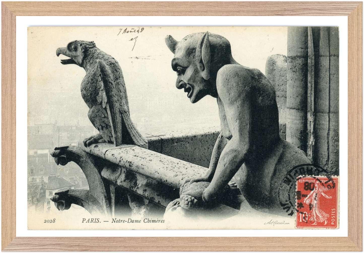 Menacing Gargoyles on Notre Dame (Unused 1900-1910) – Wall Art