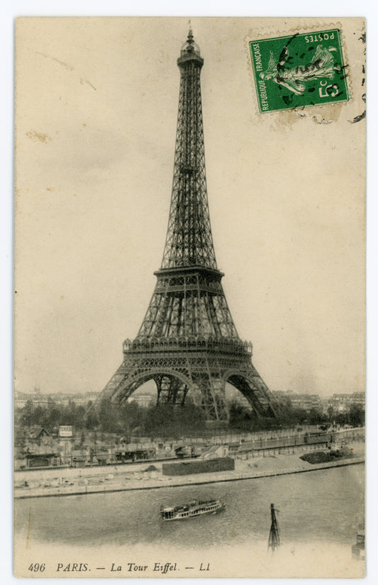 The Eiffel Tower .5 centime green stamp