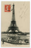 Vintage Eiffel Tower Wall Art Canvas: River Seine & Bateaux-Mouche (12-02-1911)