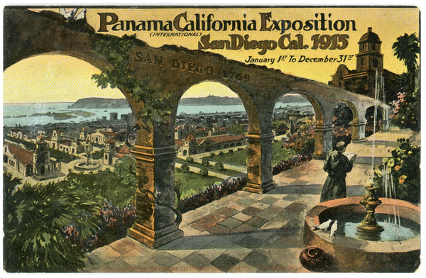 Panama-California Expo 1915 San Diego Vintage Wall Art Canvas (Unused 1915)